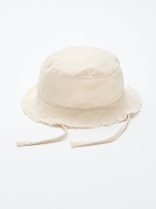 Bucket hat met franjes en lintjes van katoen - Kiabi