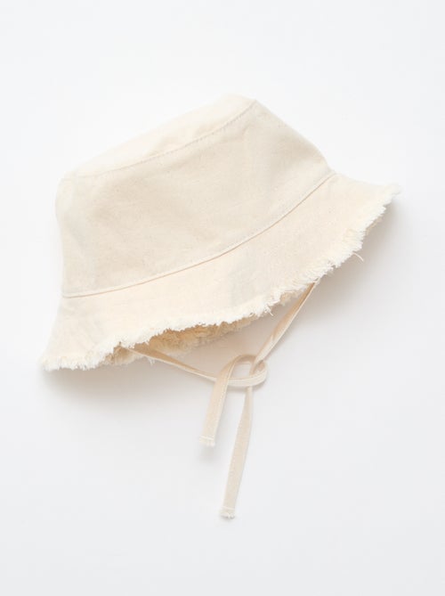Bucket hat met franjes en lintjes van katoen - Kiabi