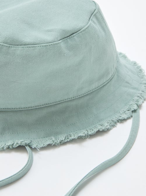 Bucket hat met franjes en lintjes van katoen - Kiabi