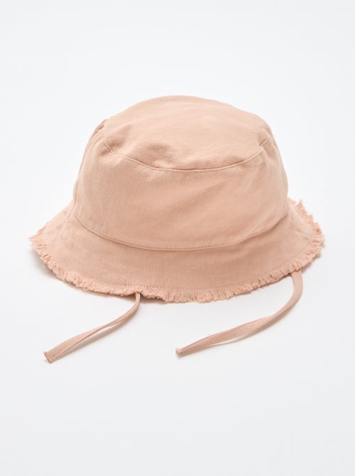 Bucket hat met franjes en lintjes van katoen - Kiabi