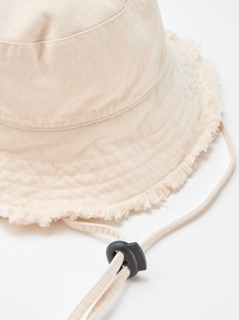 Bucket hat met franjes en trekkoord Biege - Kiabi
