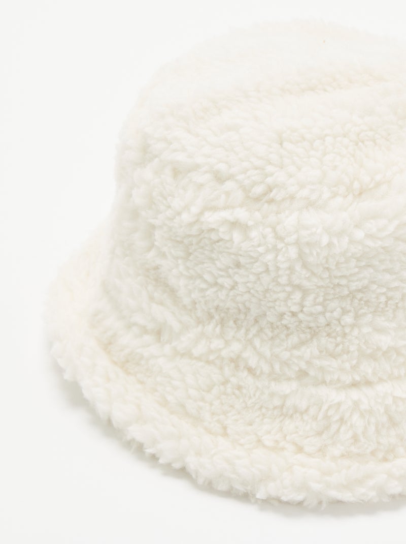 Bucket hat met schapenvachteffect Wit - Kiabi