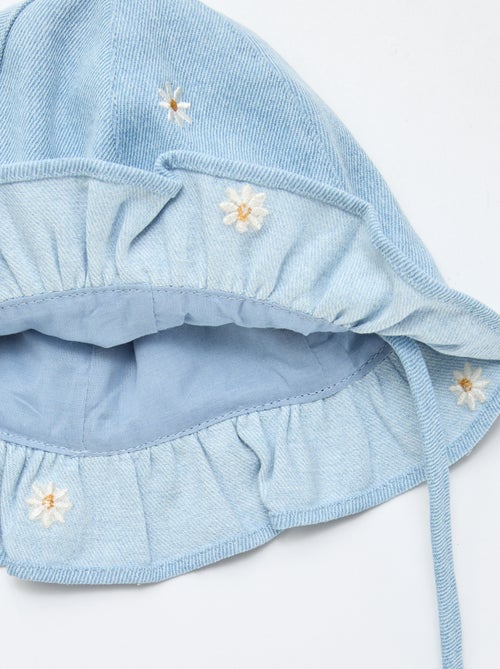 Bucket hat van geborduurd jeans met bloemen - Kiabi