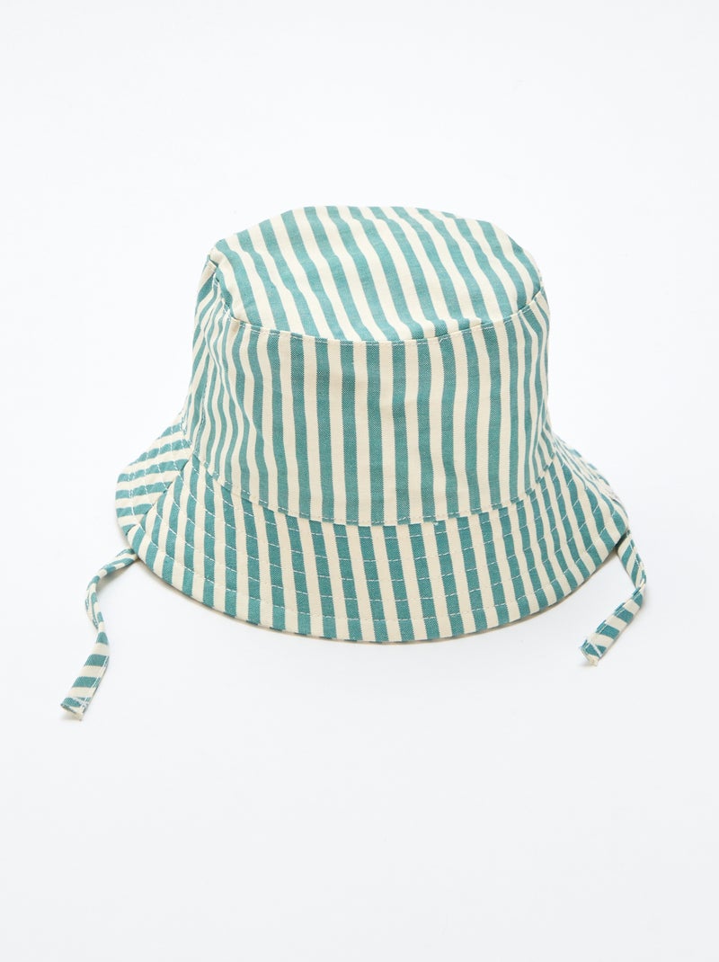Bucket hat van gestreept katoen Groen - Kiabi