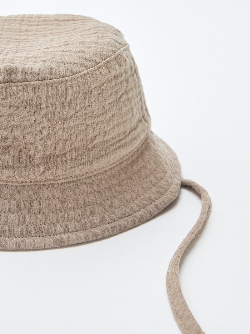 Bucket hat van katoengaas Bruin - Kiabi