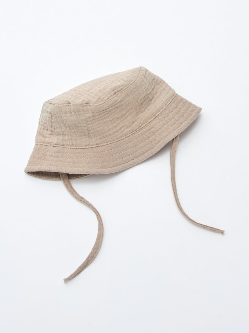 Bucket hat van katoengaas Bruin - Kiabi