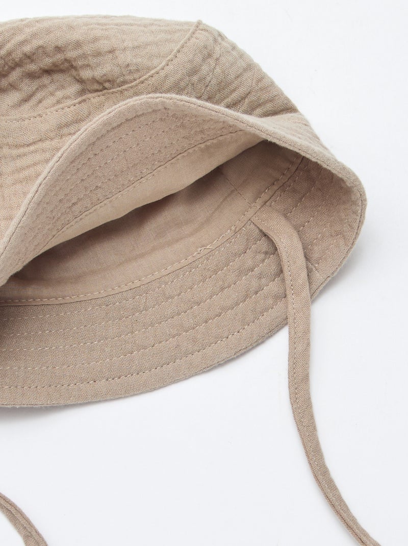Bucket hat van katoengaas Bruin - Kiabi