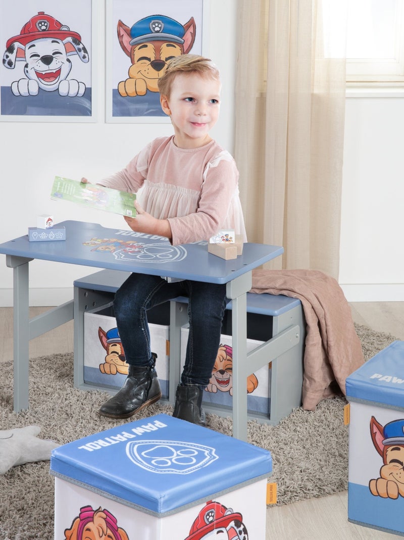 Bureau en bank 2-in-1 van hout + 2 opbergbakken 'Roba Paw Patrol' Blauwgrijs - Kiabi