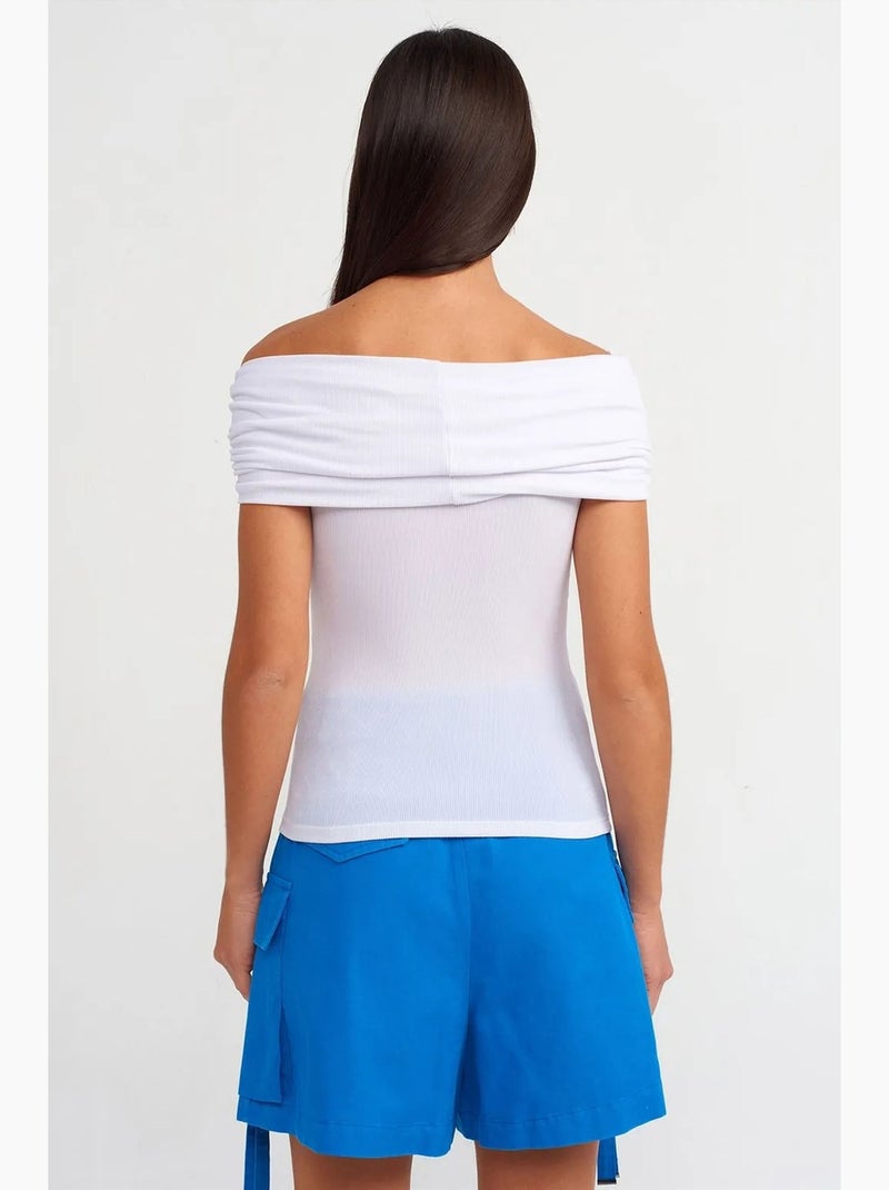 Bustier aansluitend rib off shoulder dilvin Wit - Kiabi