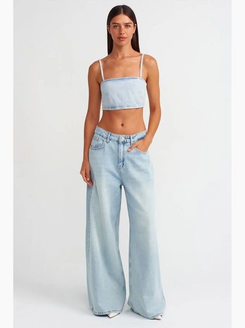Bustier court en denim dilvin - Kiabi