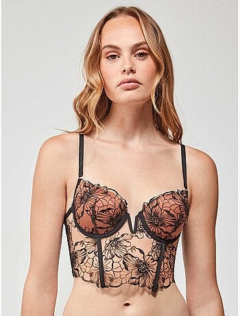 Bustier en tissu brodé de fleurs bonnets b et c