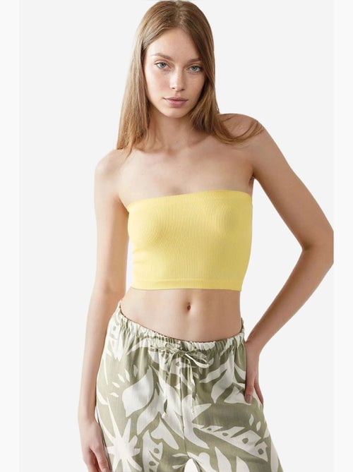 Bustier kort rib aansluitend hiccup - Kiabi Bustier kort rib aansluitend hiccup - Kiabi
