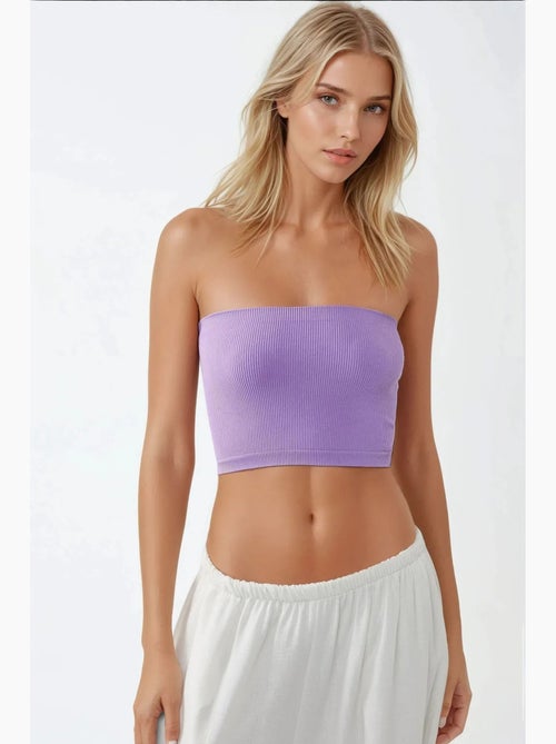 Bustier kort rib aansluitend hiccup - Kiabi Bustier kort rib aansluitend hiccup - Kiabi