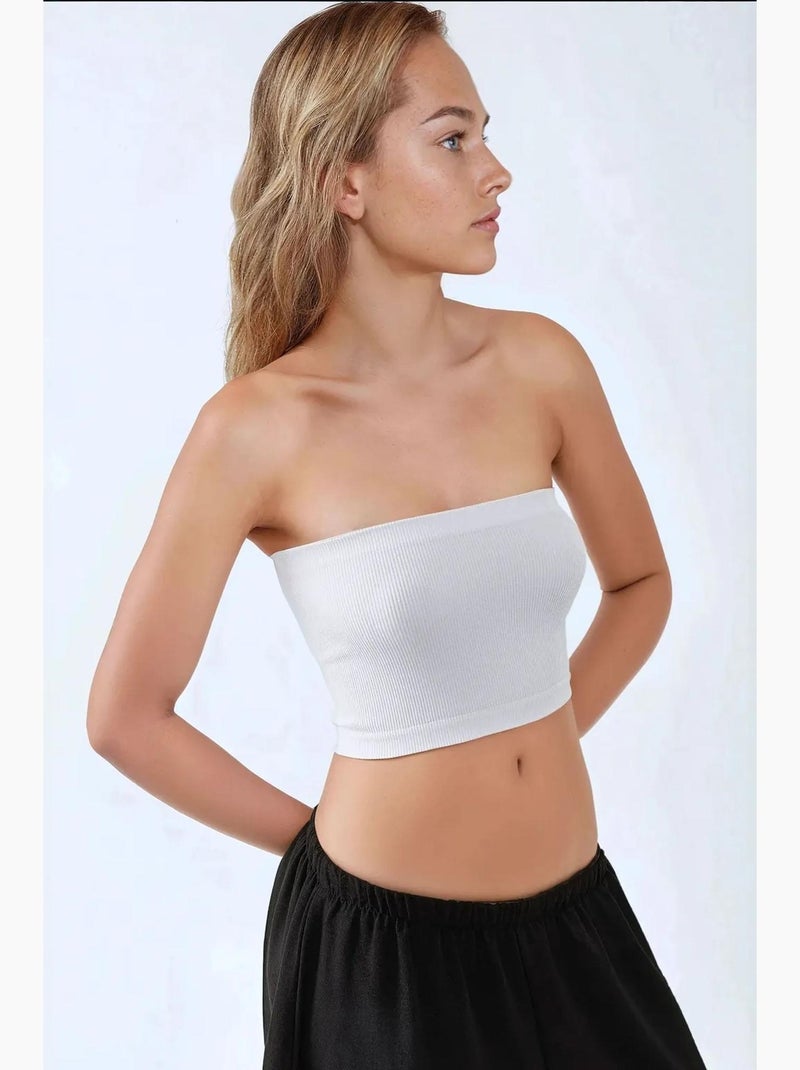 Bustier kort rib aansluitend hiccup Wit - Kiabi