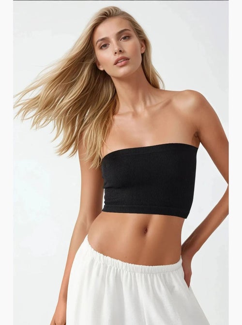 Bustier kort rib aansluitend hiccup - Kiabi Bustier kort rib aansluitend hiccup - Kiabi