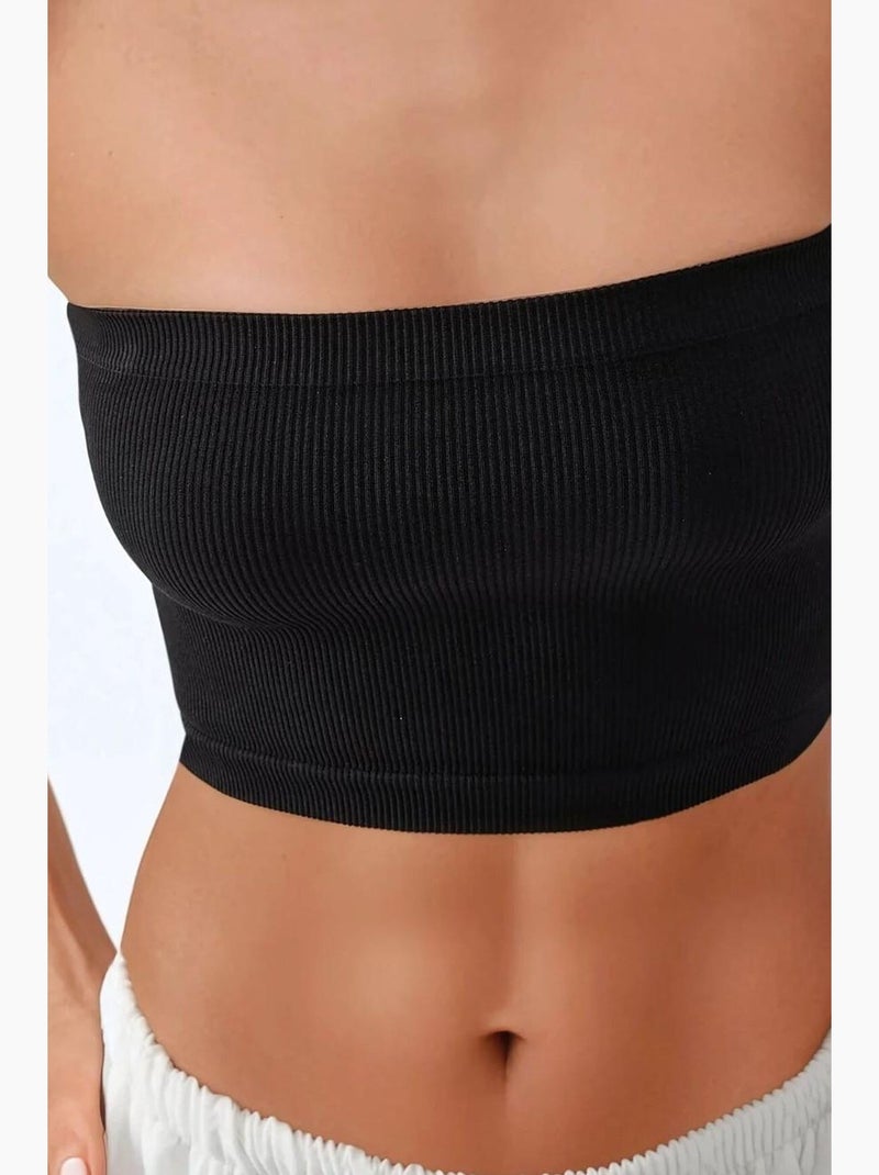 Bustier kort rib aansluitend hiccup Zwart - Kiabi
