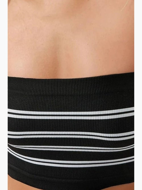 Bustier kort rib gestreept hiccup - Kiabi Bustier kort rib gestreept hiccup - Kiabi