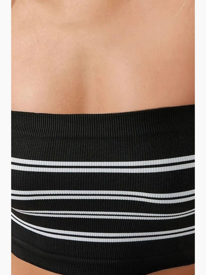 Bustier kort rib gestreept hiccup Zwart - Kiabi