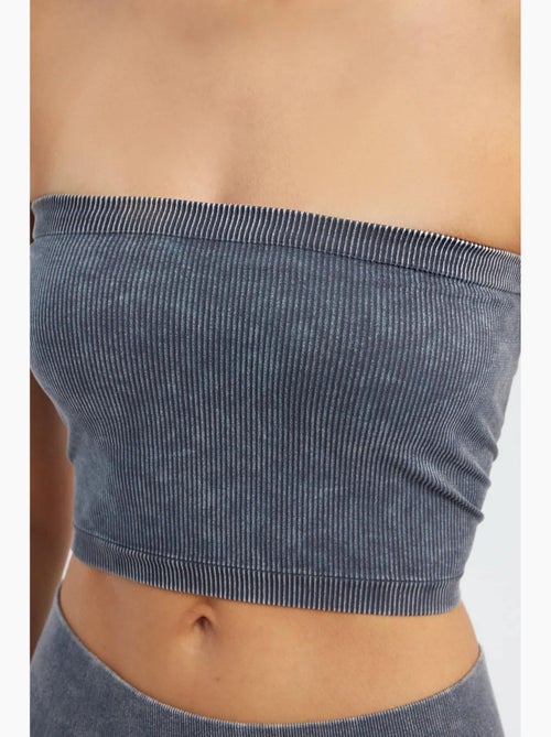 Bustier kort rib gewassen hiccup - Kiabi Bustier kort rib gewassen hiccup - Kiabi