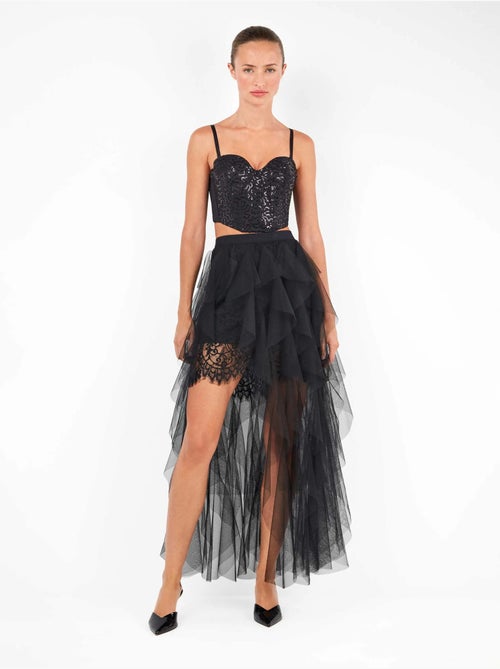 Bustier noir à paillettes au design éblouissant - Kiabi