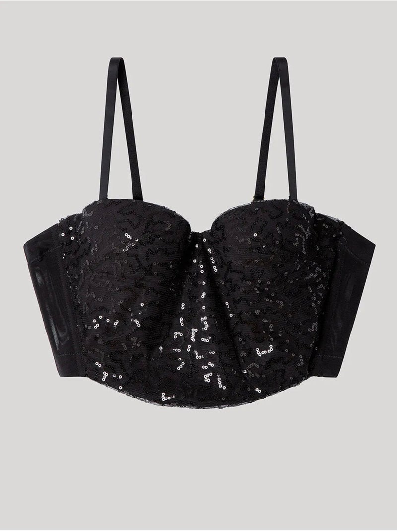 Bustier noir à paillettes au design éblouissant Noir - Kiabi