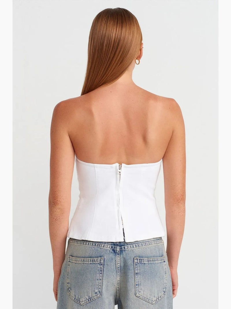 Bustier peplum aansluitend dilvin Wit - Kiabi