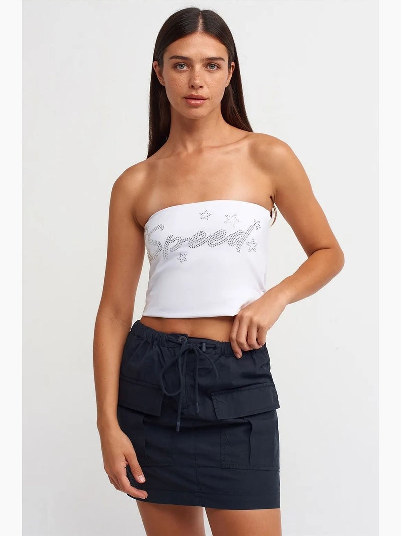 Bustier top kort aansluitend met strass dilvin Wit - Kiabi