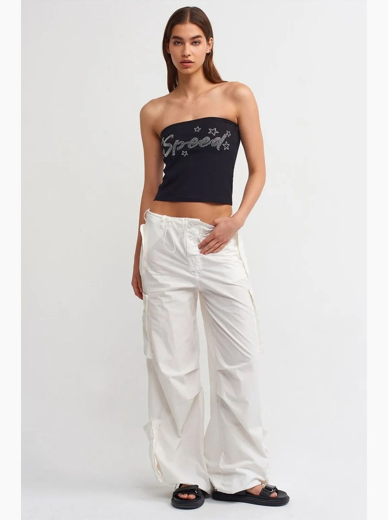 Bustier top kort aansluitend met strass dilvin Zwart - Kiabi
