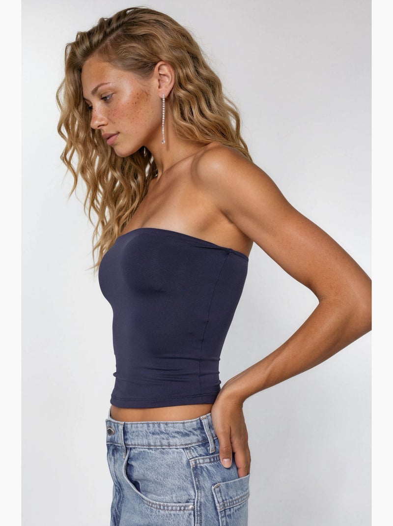 Bustier top kort busem Marineblauw - Kiabi