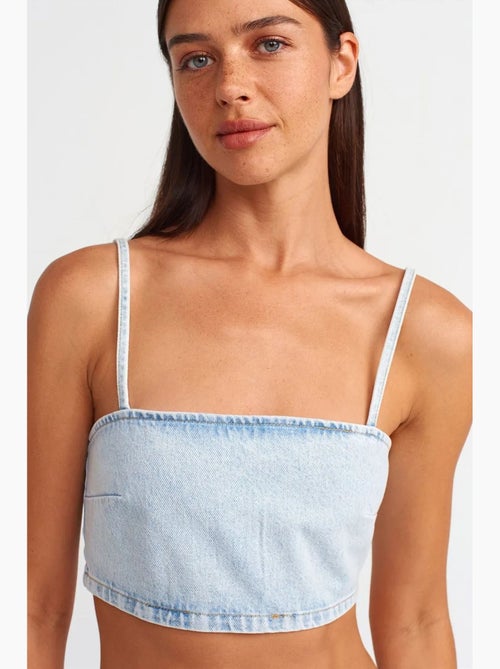 Bustier top kort denim dilvin - Kiabi