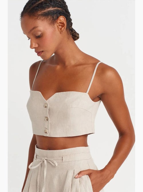 Bustier top kort linnenmix dilvin - Kiabi