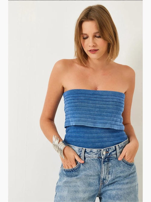 Bustier top kort rib structuur lucci - Kiabi