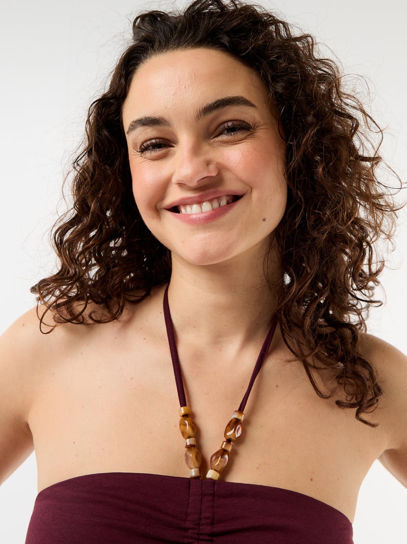 Bustiertop met halterhals Bruin - Kiabi