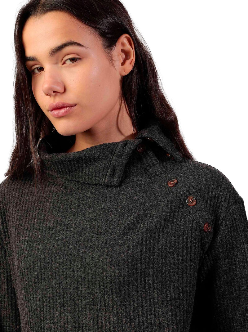 Button-down top met lange mouwen neck buttons Donkergrijs - Kiabi