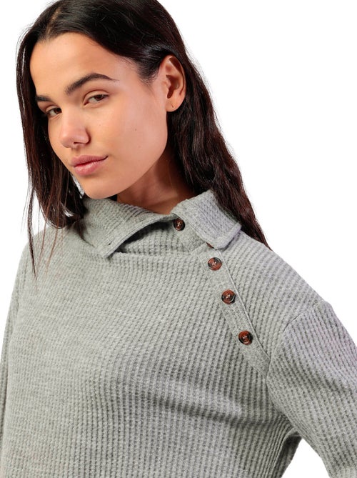 Button-down top met lange mouwen neck buttons - Kiabi Button-down top met lange mouwen neck buttons - Kiabi