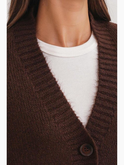 Button-up v-hals geribd gebreid vest met knopen mixray - Kiabi Button-up v-hals geribd gebreid vest met knopen mixray - Kiabi