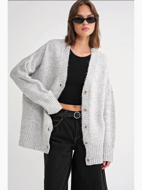 Button-up v-hals geribd gebreid vest met knopen mixray - Kiabi Button-up v-hals geribd gebreid vest met knopen mixray - Kiabi