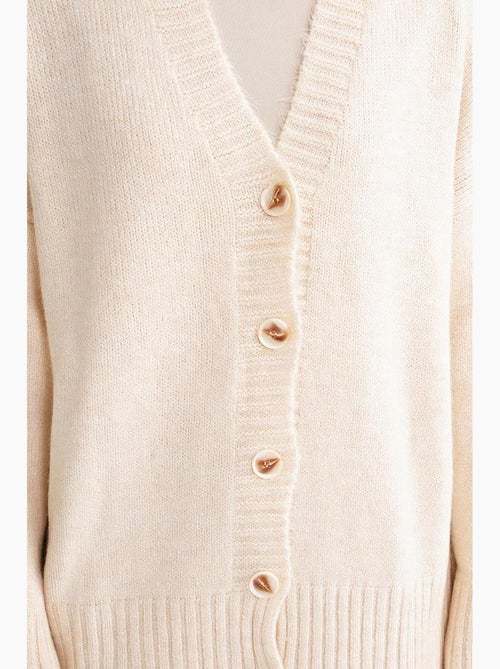Button-up v-hals geribd gebreid vest met knopen mixray - Kiabi Button-up v-hals geribd gebreid vest met knopen mixray - Kiabi