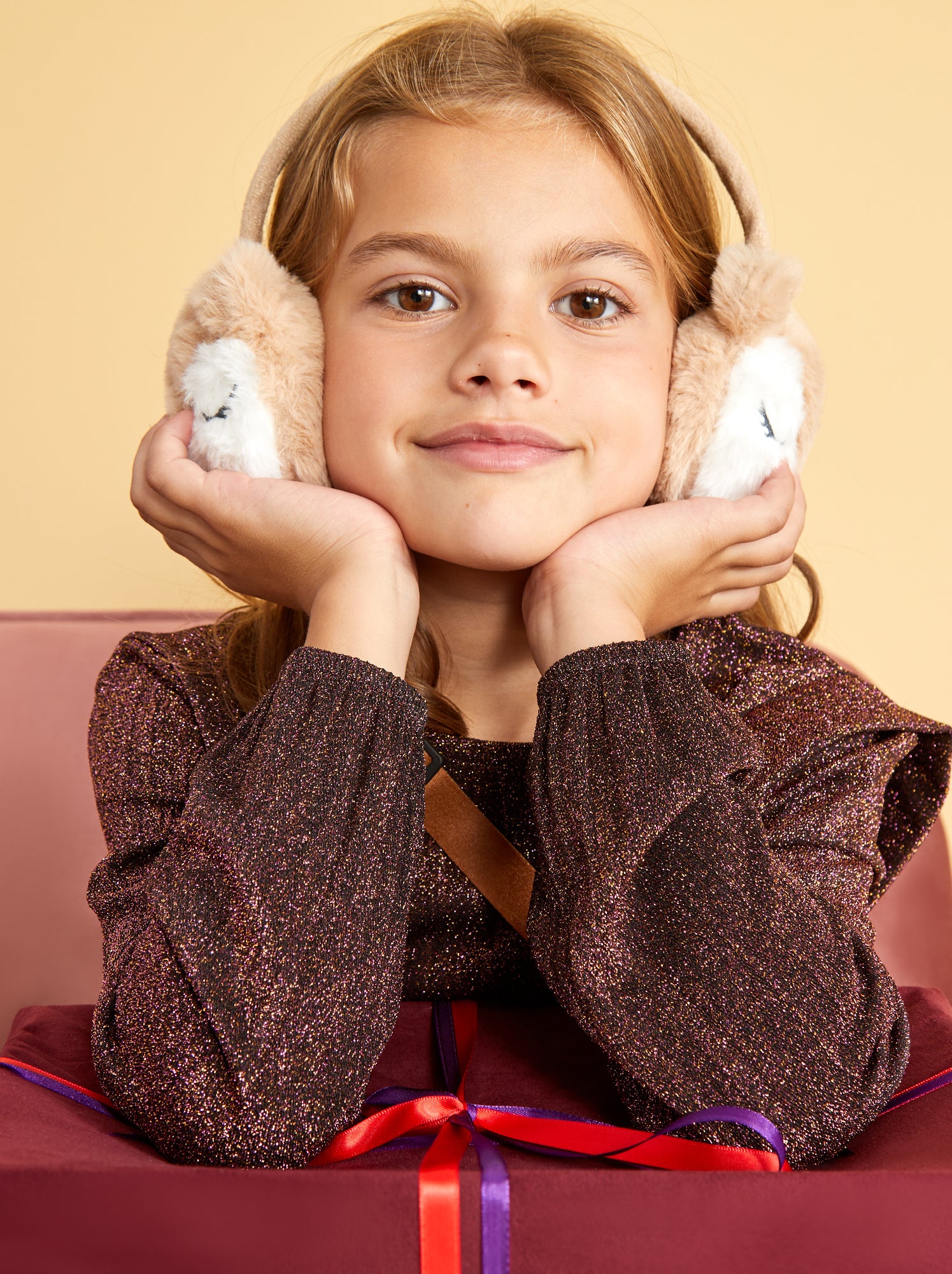 Cache-oreilles Fille Billieblush U21648 - Fausse Fourrure, Badge étoile/cœur à Paillettes - Bleu Indigo, Taille Normale - 2