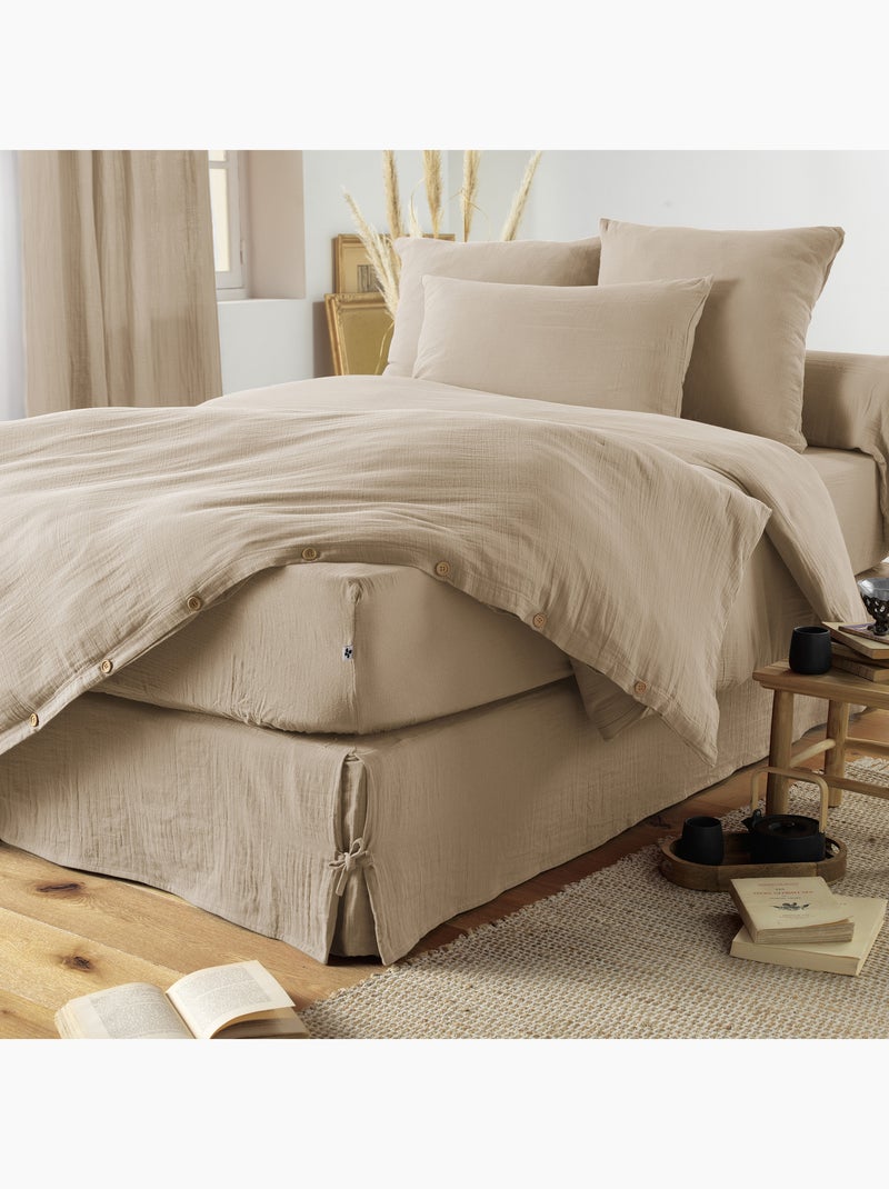 Cache-sommier – double gaze de coton 125 g/m² – gaïa Beige foncé - Kiabi