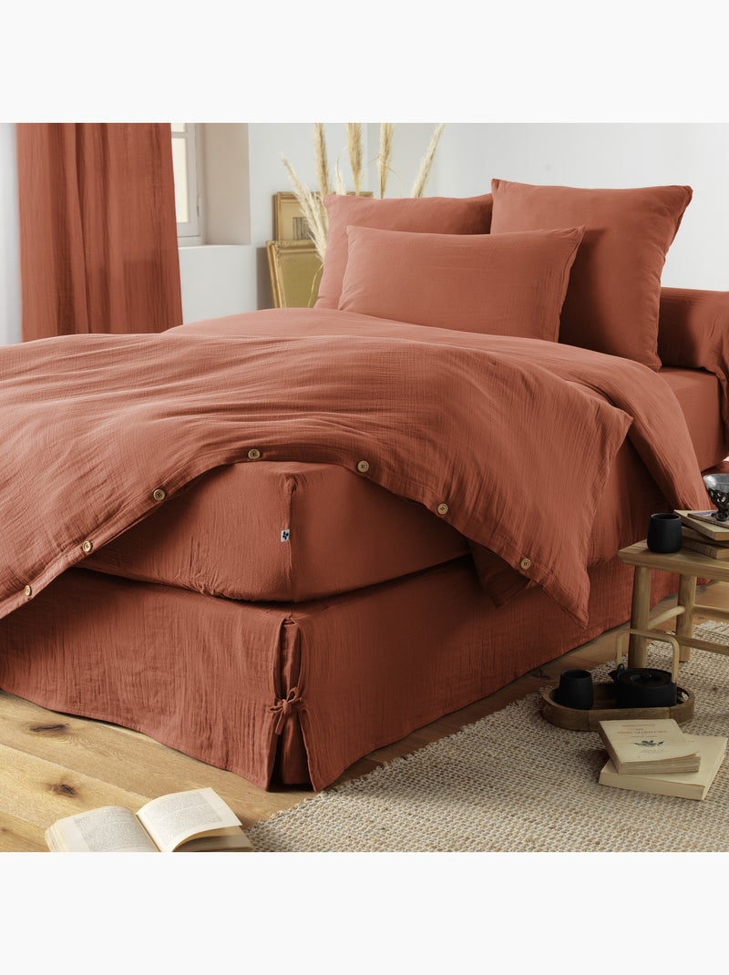 Cache-sommier – double gaze de coton 125 g/m² – gaïa Terracotta - Kiabi