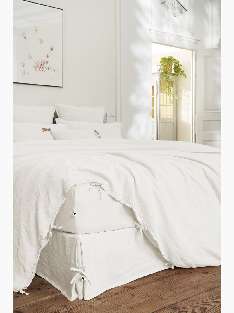 Cache-sommier – lin lavé français luxe soline – lin Blanc - Kiabi