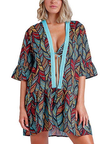 Caftan de plage ethnic feathers
