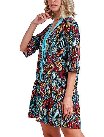 Caftan de plage ethnic feathers