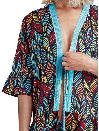 Caftan de plage ethnic feathers