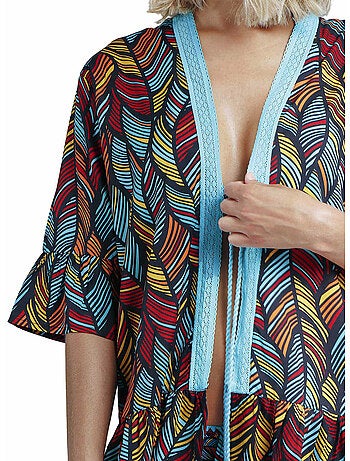 Caftan de plage ethnic feathers