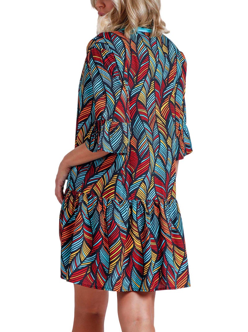 Caftan de plage ethnic feathers Bleu turquoise - Kiabi
