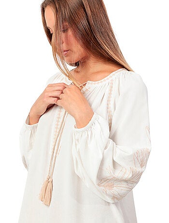 Caftan de plage manches longues embroidery and cords