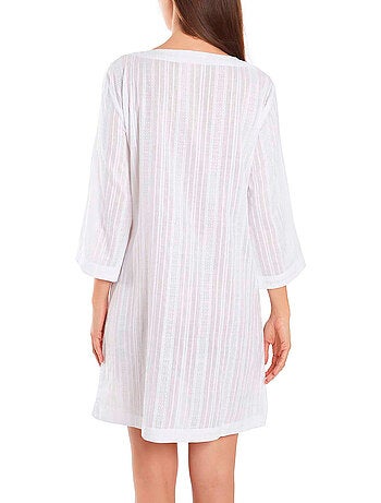 Caftan de plage perles manches trois-quarts