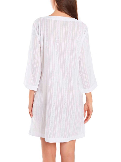 Caftan de plage perles manches trois-quarts - Kiabi Caftan de plage perles manches trois-quarts - Kiabi